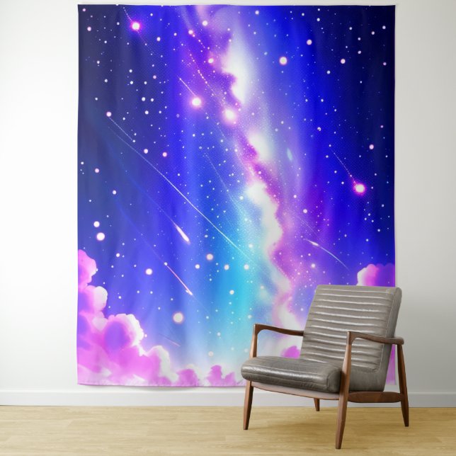 Celestial Blue and Pink Galaxy Wall Art Wandteppich (Beispiel)