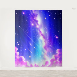 Celestial Blue and Pink Galaxy Wall Art Wandteppich