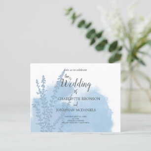 Celestial Blue Botanical Watercolor Wash Wedding Postkarte