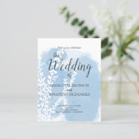 Celestial Blue Botanical Watercolor Wash Wedding