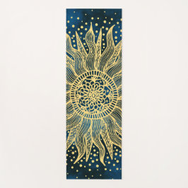 Celestial Blue Gold Mandala Sun Yogamatte