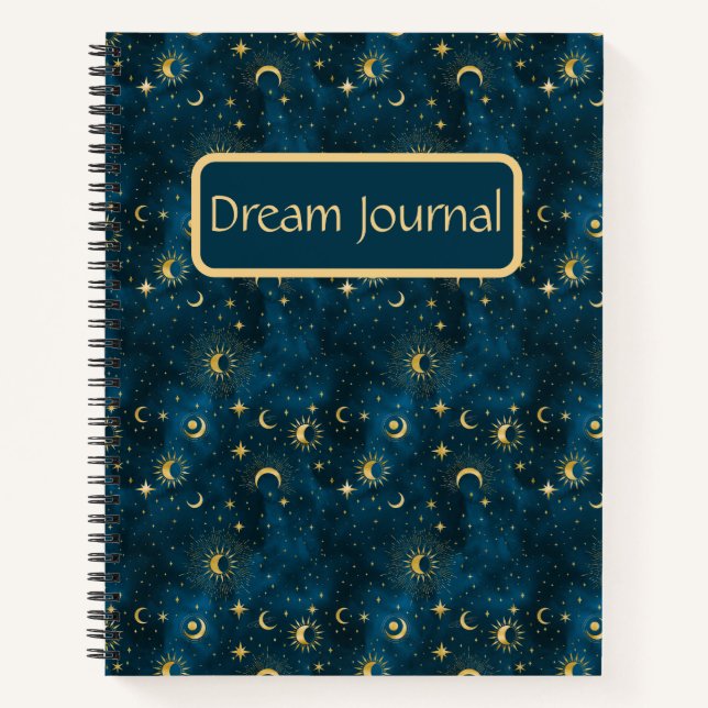 Celestial Blue & Gold Starry Night Dream Journal (Devant)