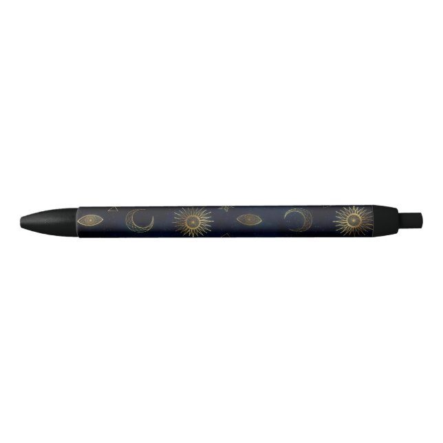Celestial Blue Gold Sun Moon Stars Kugelschreiber (Vorderseite)