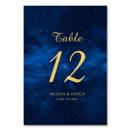Celestial Blue Gold Universe Wedding Tischnummer