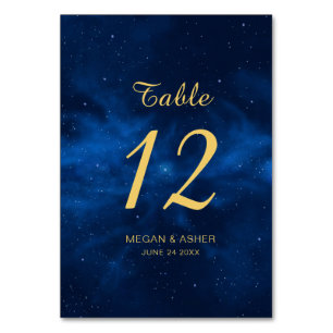 Celestial Blue Gold Universe Wedding Tischnummer