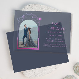 Celestial Blue Lila Foto Wedding Save the Date