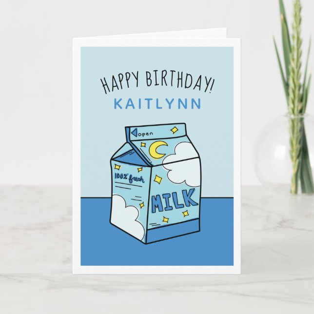 Celestial Blue Milk Happy Birthday Karte (Vorderseite)