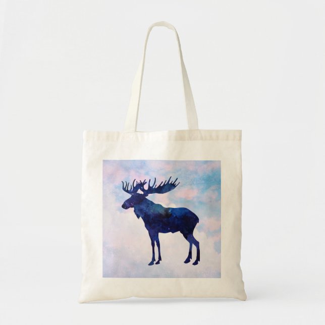Celestial Blue Moose Silhouette Tragetasche (Vorne)
