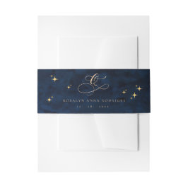  Celestial Blue Quinceanera Midnight Stars Moon  Einladungsbanderole