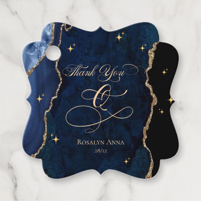  Celestial Blue Quinceanera Midnight Stars Moon  Geschenkanhänger (Vorderseite)