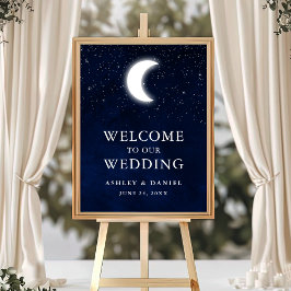 Celestial Blue Sky Moon Stars Hochzeit Willkommen Poster