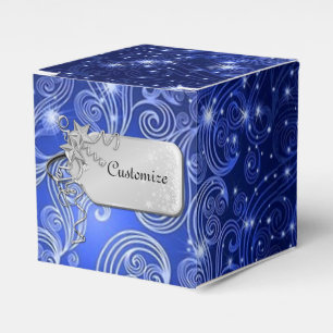 Celestial Blue Wirbel & Stars Cube Favor Box Geschenkschachtel