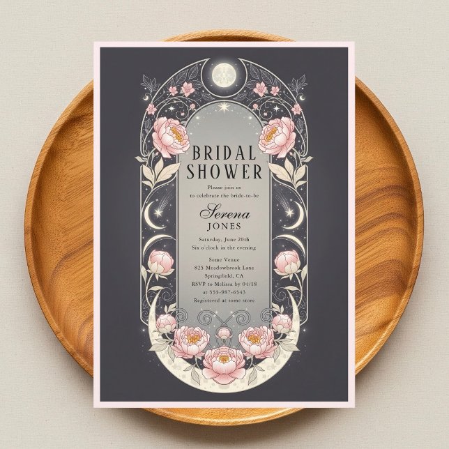 Celestial Blush Blossom Art Nouveau Bridal Shower Einladung (Von Creator hochgeladen)