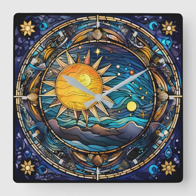 Celestial Bodies Wall Clock Quadratische Wanduhr (Vorderseite)