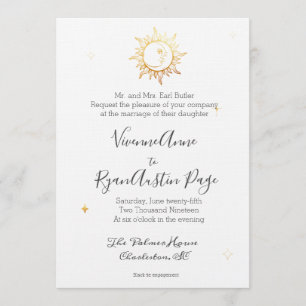 Celestial Boho Gold Foil Hochzeit Einladung