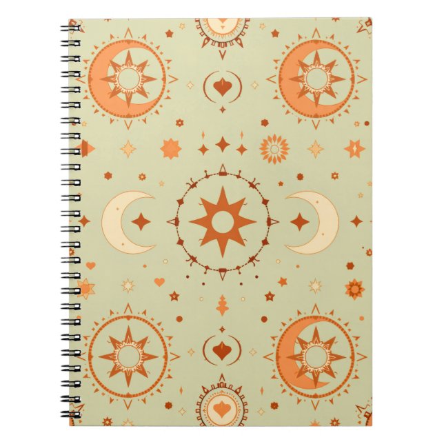 Celestial Boho Journal | Sun & Moon für Journalist Notizblock (Vorderseite)