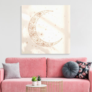 Celestial Boho Leinwanddruck Minimaler Mondzyklu