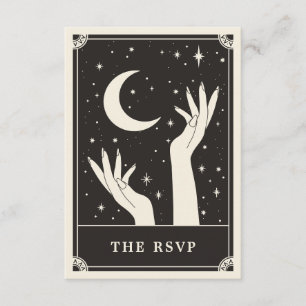 Celestial Boho Tarot Moon Wedding RSVP Card Begleitkarte