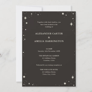 Celestial Boho Tarot Star Black Wedding Einladung