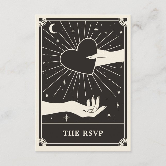 Celestial Boho Tarot Wedding RSVP Card Begleitkarte (Vorderseite)