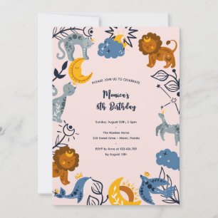 Celestial boho Tiere Geburtstag Einladung