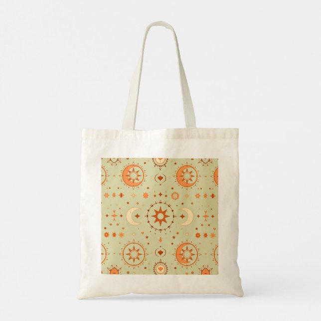 Celestial Boho Tote Bag | Muster für Sonne und Mon Tragetasche (Rückseite)