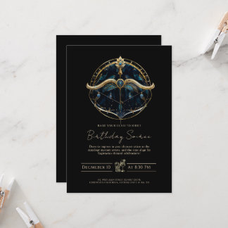 Celestial Bow Arrow Cosmic Black Gold Sagittarier Einladung