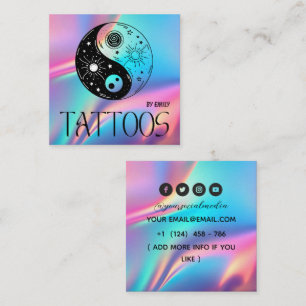 Celestial Butterfly Tattoo Salon Holografisch Quadratische Visitenkarte
