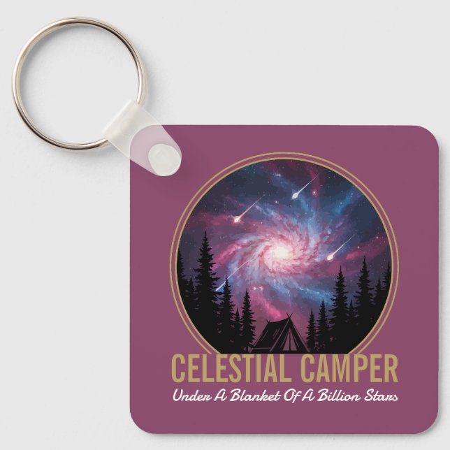 Celestial Camper Galaxy Night Scene Schlüsselanhänger (Vorderseite)
