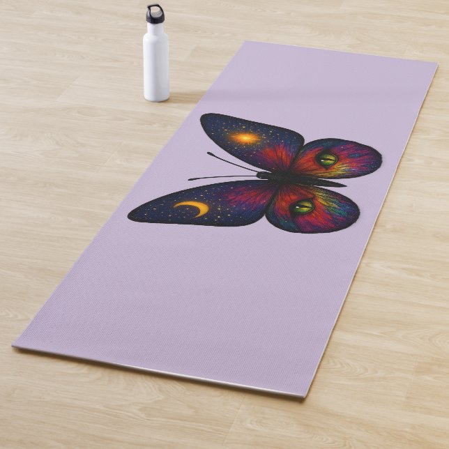 Celestial Cat-Eye Butterfly Lavender Sun Moon Boho Yogamatte (Beispiel)