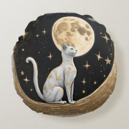 Celestial Cat Geschenk für Katzen Liebhaber Rundes Kissen