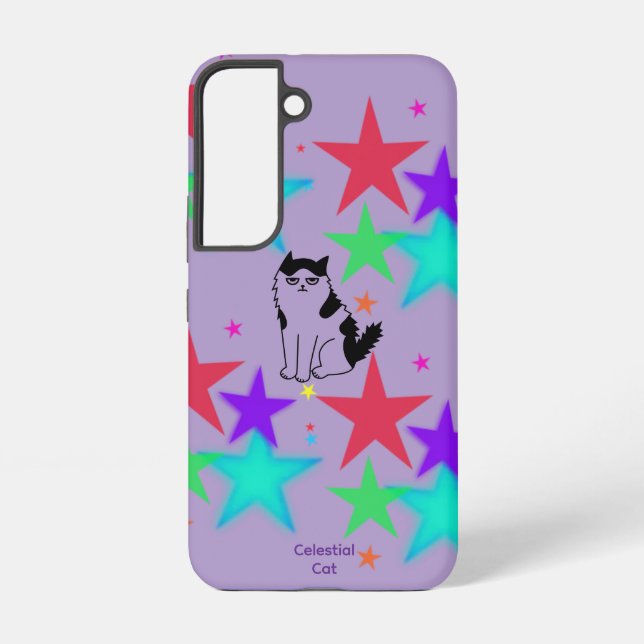 Celestial Cat Samsung Galaxy Phone Case – Purple Hülle (Rückseite)