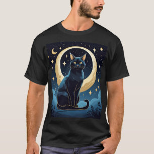 Celestial Cat T - Shirt - Mystic Moon & Stars unde