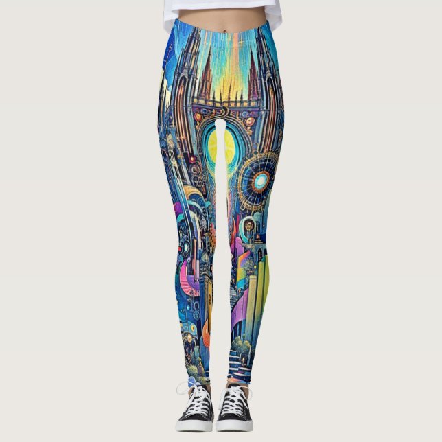 Celestial Cathedral Cityscape Leggings (Vorderseite)
