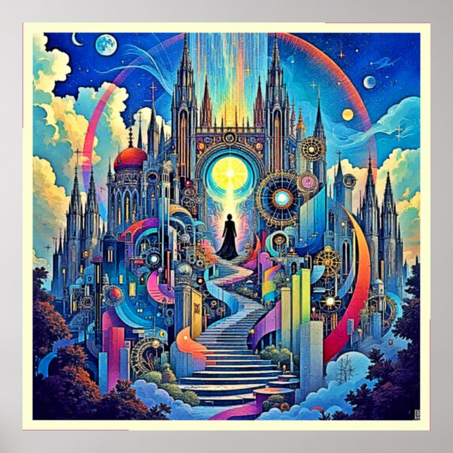 Celestial Cathedral Cityscape Poster (Vorne)