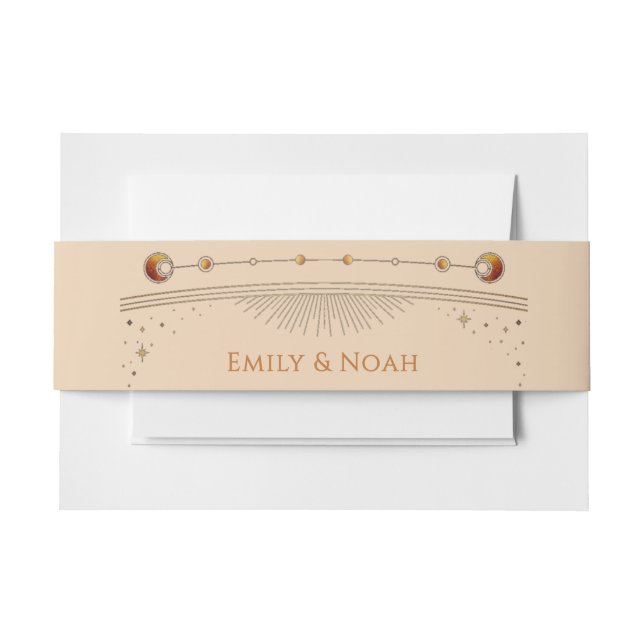 Celestial Champagne Gold Sun Moon Stars Hochzeit Einladungsbanderole (Vorderseite Beispiel)