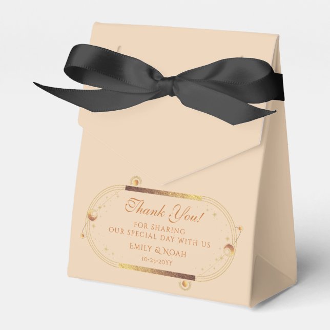 Celestial Champagne Gold Sun Moon Stars Hochzeit Geschenkschachtel (Vorderseite)