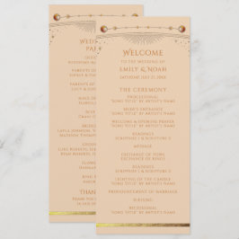 Celestial Champagne Gold Sun Moon Stars Hochzeit Programm