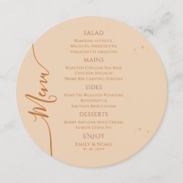 Celestial Champagne Sun Moon Stars Space Wedding Menükarte