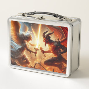 Celestial Clash: Red & Gold Metall Brotdose
