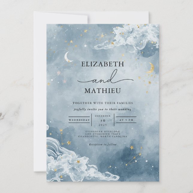 Celestial Cloud Dream Wedding Einladung (Vorderseite)