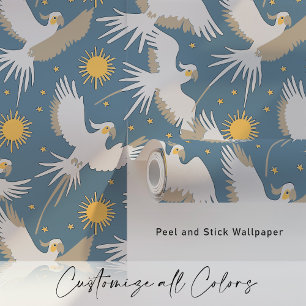 Celestial Cockatoos auf Twilight Blue Tapete