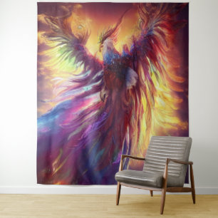 Celestial Colorful Phoenix Tapestry Wandteppich