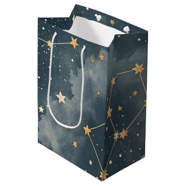 Celestial Constellation Star Pattern (4) Mittlere Geschenktüte (Vorderseite Schrägansicht)