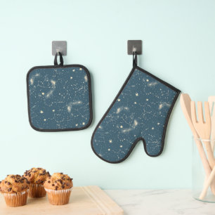 Celestial Constellation - Starry Night (2) Ofenhandschuh & Topflappen-Set