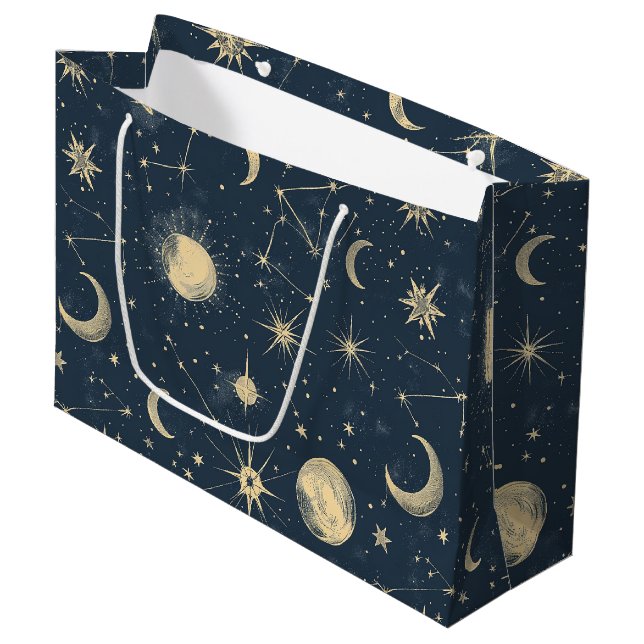 Celestial Constellation - Starry Night (3) Große Geschenktüte (Vorderseite Schrägansicht)
