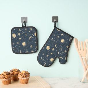 Celestial Constellation - Starry Night (3) Ofenhandschuh & Topflappen-Set