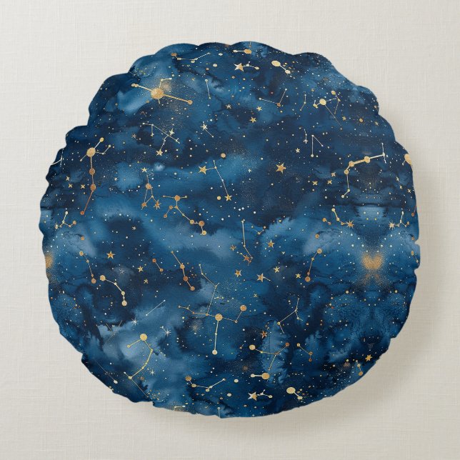 Celestial Constellation - Starry Night (7) Rundes Kissen (Vorderseite)