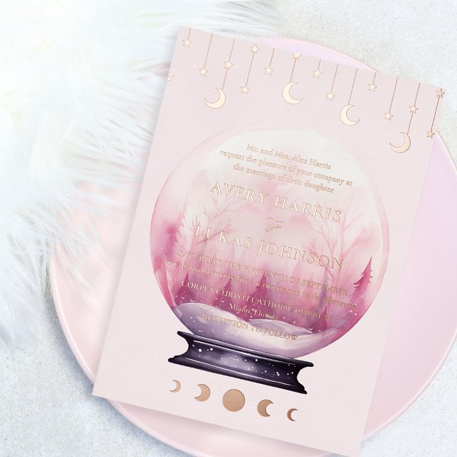 Celestial Crescent Moon Stars Hochzeit Folieneinladung (Von Creator hochgeladen)