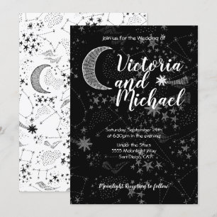 Celestial Cresent Moon Wedding Einladungen
